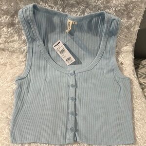 Blue Ribbed Tank Top by Tilly's